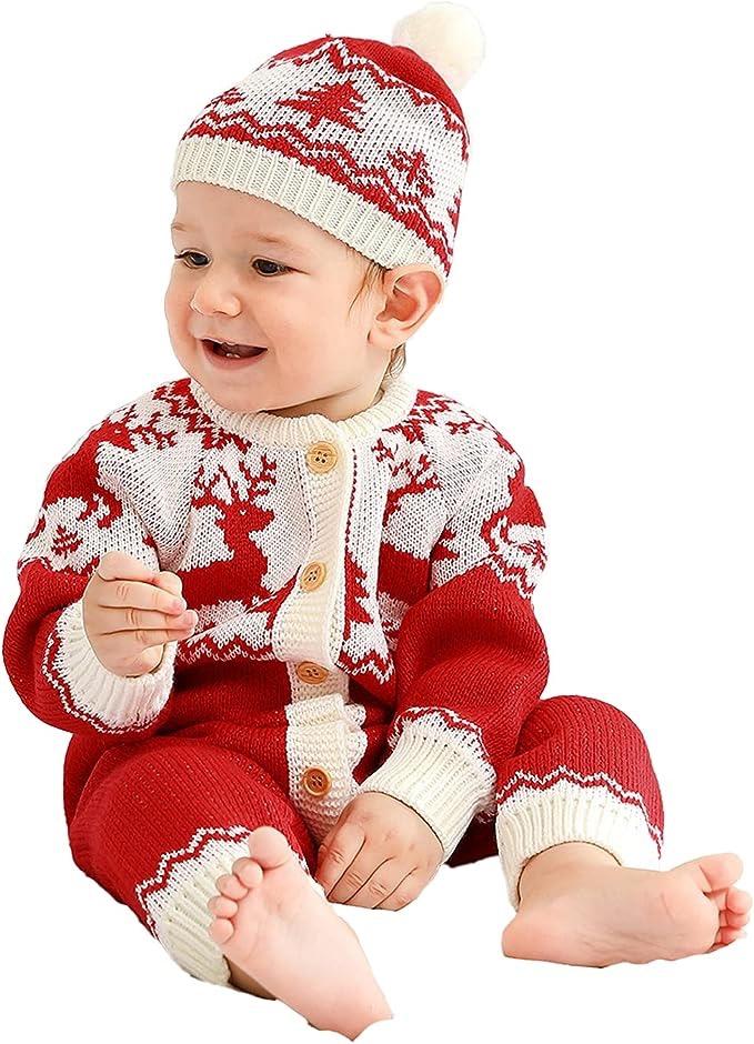 Vianočný pletený komplet pre deti veľ. 3-6 mesiacov (669) - Detské sety oblečenia