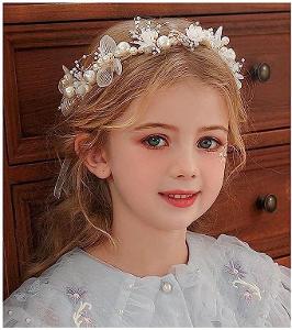 IYOU Princezna bílá květina s perlama ozdoba do vlasů (475)