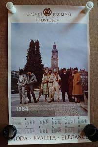 OP Prostějov -velký nástěnný kalendář 1984 70x42cm- oděvy reklama móda
