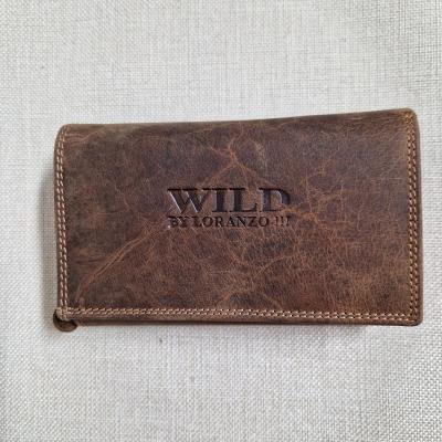 Veľká kožená peňaženka WILD so zapínaním - hnedá