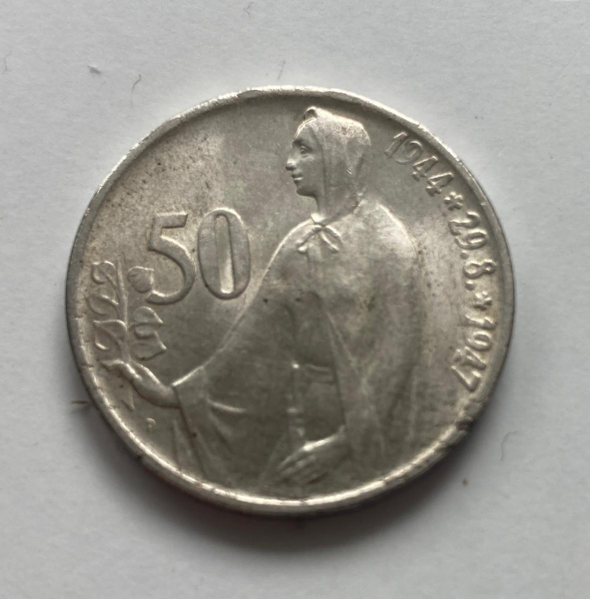Strieborná pamätná MINCE 50 Kčs - 3. výročie SNP 1944-1947 - Numizmatika