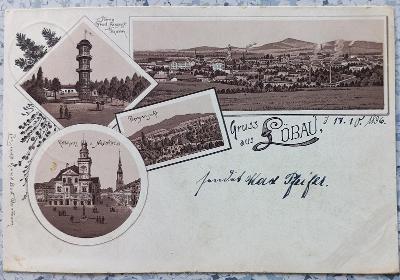 Německo - Löbau - Lobava - Sachsen - hezké litho - 1896!