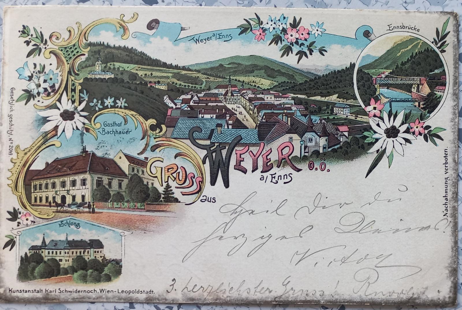 Rakúsko - Weyer a. Enns - Oberösterreich - pekné litho - 1897 - Pohľadnice