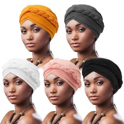 Africký turban pro ženy Předvázané pletené čepice na hlavu