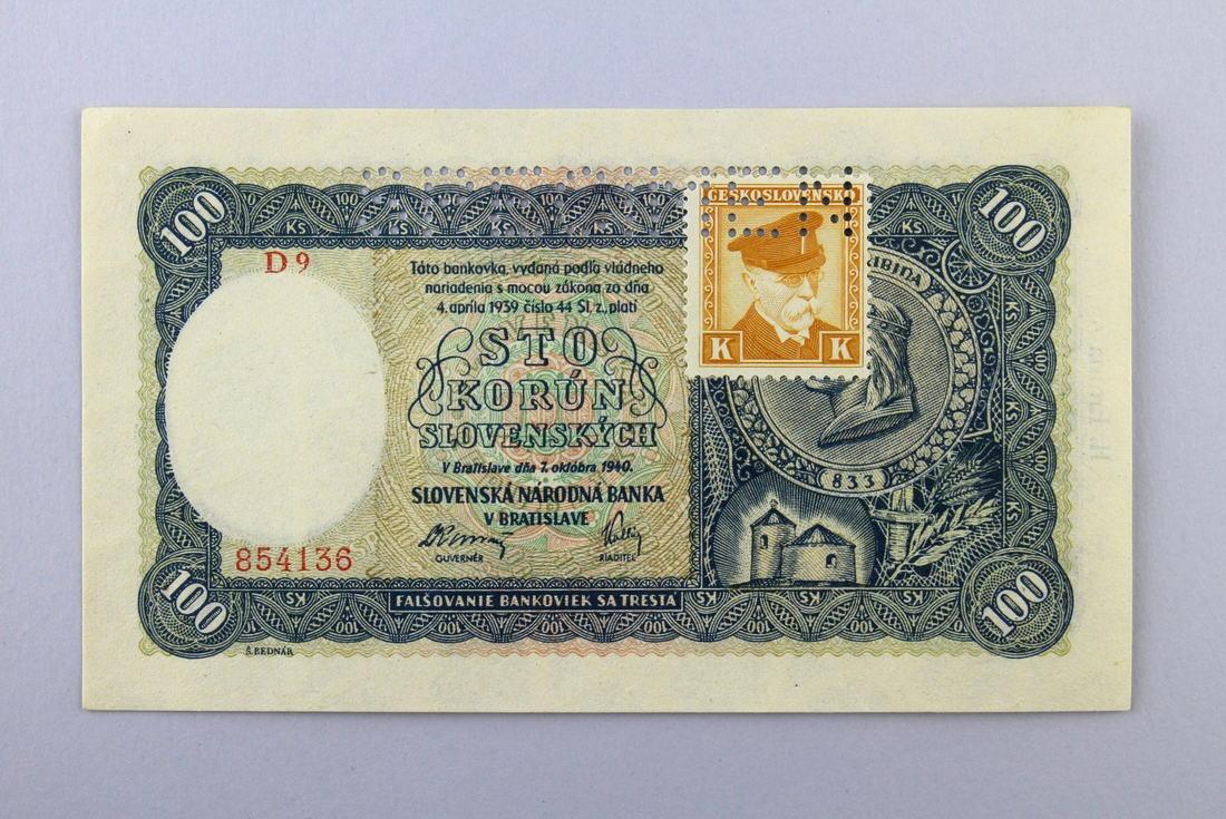 Bankovka Čsr 100 Ks 1940 D9 Kolek Tgm K Specimen 31 Unc Aukro