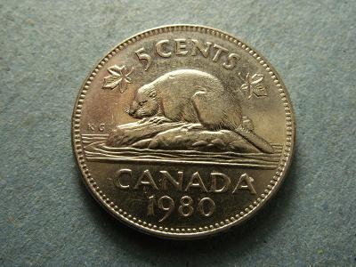 Kanada - Alžběta II - 5 CENTS z roku  1980