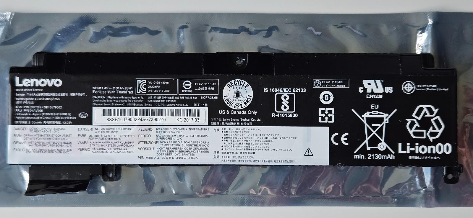 Baterie Lenovo 26 Wh pro t470s (originál) - Notebooky, príslušenstvo