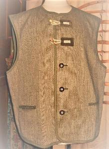 Luxusní lovecká stylová vesta (60%LEN/40%VLNA) s růžky - Orig. Distler