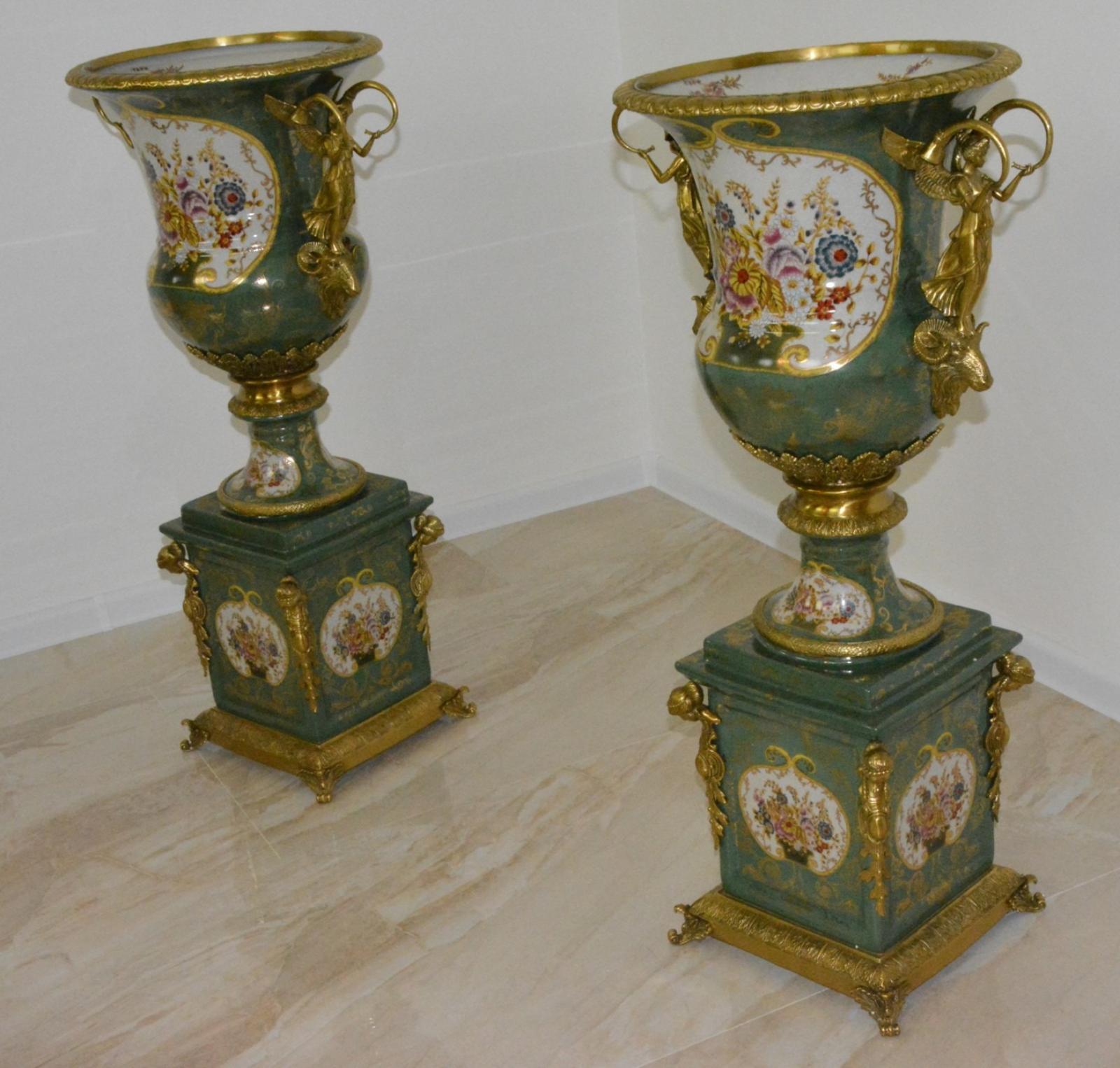 Zámocké vázy - porcelán + bronz XXL - UNIKÁT - Starožitnosti a umenie