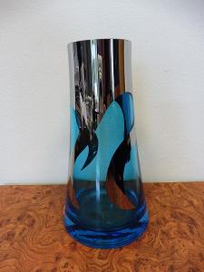 Skleněná váza pokovená, Art Deco 