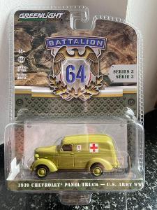 GREENLIGHT 1/64 61030-A CHEVROLET PANEL TRUCK 1939, U.S. ARMY WWII