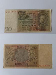 20 MAREK Reichsmark 1929 PRO SBĚRATELE serie V.22209396 podt. E