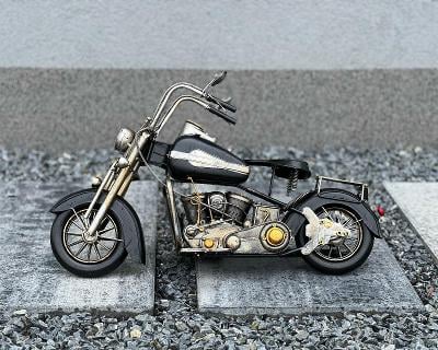 Plechový model - černý motocykl Harley-Davidson motorka Harley