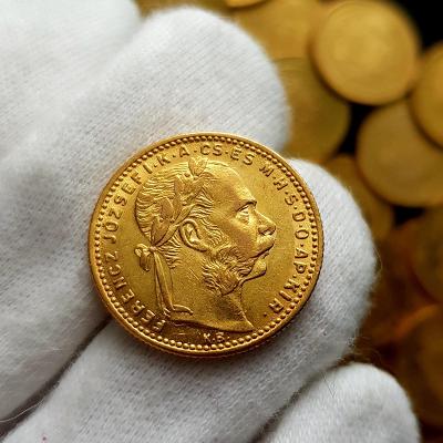 Uhorský 8 Zlatník/20 Frank 1888 KB , František Jozef I., zlatá minca