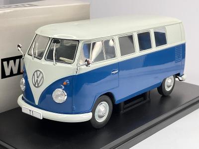 VW T1 Kombi - modrá/bílá -  - WhiteBox 1/24 - WB124179 