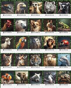 Vlastní známky Zvířata která neexistují 1, všech 25 známek !