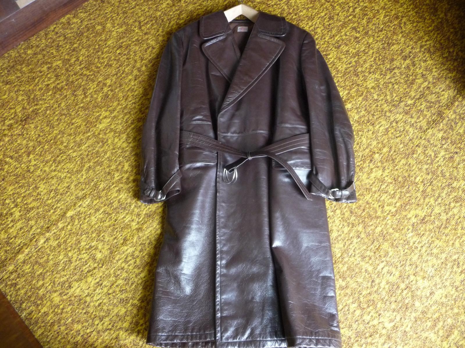 Retro kožený pánsky kabát, OP Prostějov np - Starožitnosti a umenie