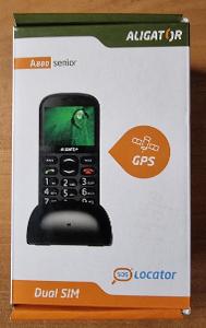 Telefón Aligator A880 GPS Senior Dual SIM, farba čierna + slúchadlá