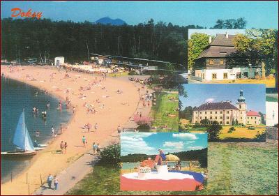 Doksy * pláž, rybník, části města, okénková koláž * Česká Lípa * B096