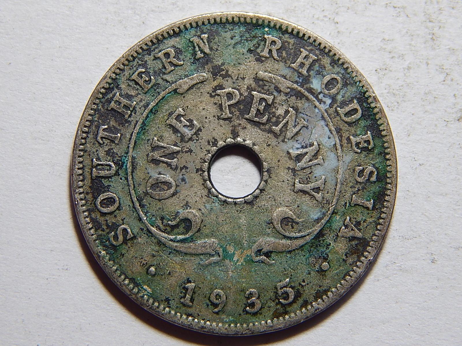 Rhodézia (Zimbabwe) 1 Penny 1935 RR F-VF č25802 - Zberateľstvo
