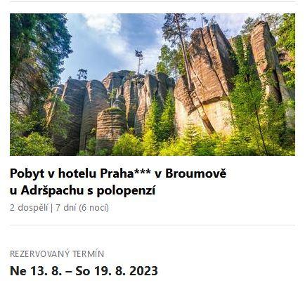 Pobyt v hoteli Praha*** v Broumov pri Adršpachu s polpenziou - 13-19.8. - undefined