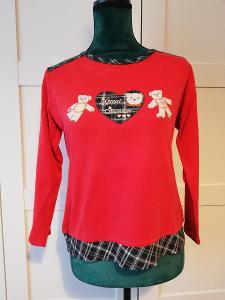 XINYIBU-Dívčí bavlněné červené tričko s barevnou nášivkou,