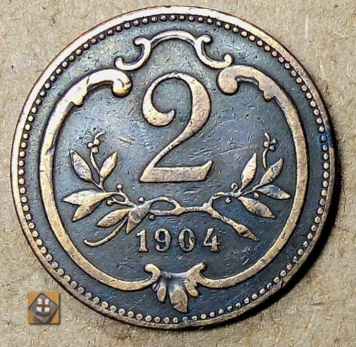 Rakúsko-Uhorsko 1904 - 2 Heller /XF - Numizmatika