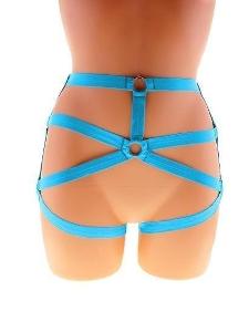 Body Harness tyrkysové sexy kalhotky elastický postroj handmade X2B 
