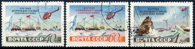 SSSR 1955 ʘ/Mi. 1791-3 , komplet , Severní pól , lodě , letectví ,/14/