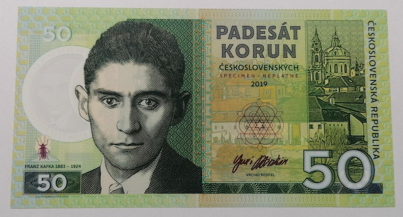 50 korún československých Franz Kafka 2019 K 00087 polymér stav UNC - Zberateľstvo