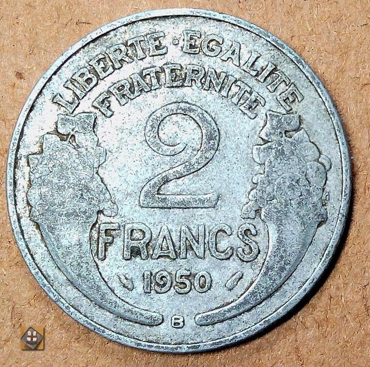Francúzsko 1950 B - 2 Francs /VF - Numizmatika