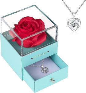 Romantický dárkový set / věčná růže v krabičce + šperk /TOP |130|