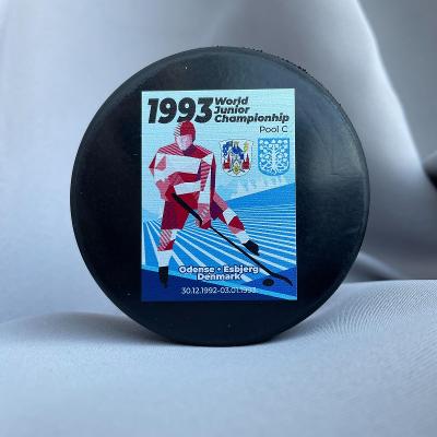 Hokejový suvenýrový puk Mistrovství světa IIHF 1993 U20 Dánsko