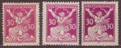 1920 (ČSR I) - 3x Republika č. 153 - odstíny barev (2191)