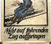 Bezpečnosť - Nemecký plagát - Železnica - Vlak - Nebezpečenstvo - 59x42cm - Starožitnosti a umenie