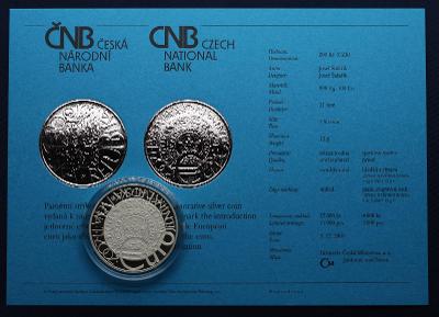 2001 200 Kč zavedení evropské měny Euro PROOF