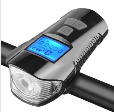Voděodolné LED světlo na kolo USB tachometr zvonek 0238