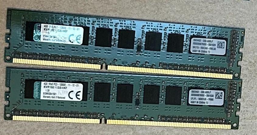 2ks RAM 4GB Kingston 1Rx8 PC3-12800E 11-12-D1 | Aukro