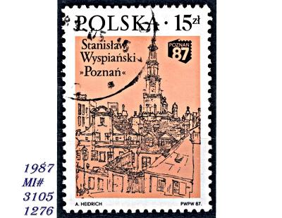 Polsko 1987, grafika: Stará radnice v Poznani