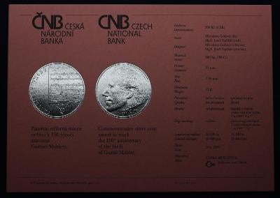 Certifikát k pamětní minci 2010 Gustav Mahler