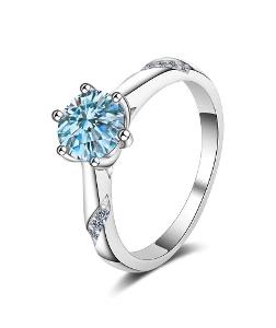 Modrý Moissanit moissanite diamantový Snubní prsten diamant 925