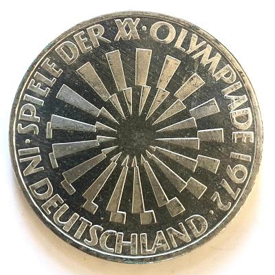 Stříbrná 10 Marka  – ornament OH Mnichov, 1972 G Německo
