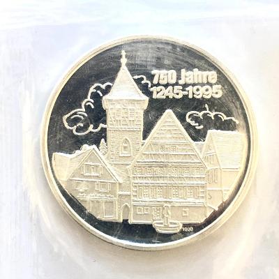 Stříbrná medaile – 750 Jahre Gemeinde Rudersberg, 1995 Německo PP