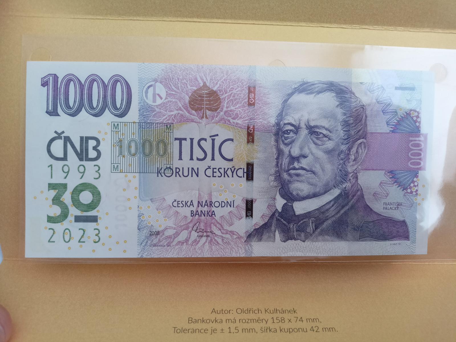 1000 Kč s prítlačou série M01 - Bankovky