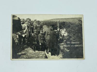 Pohlednice Milovice Nymburk Masaryk Vondrák armáda dělostřelec
