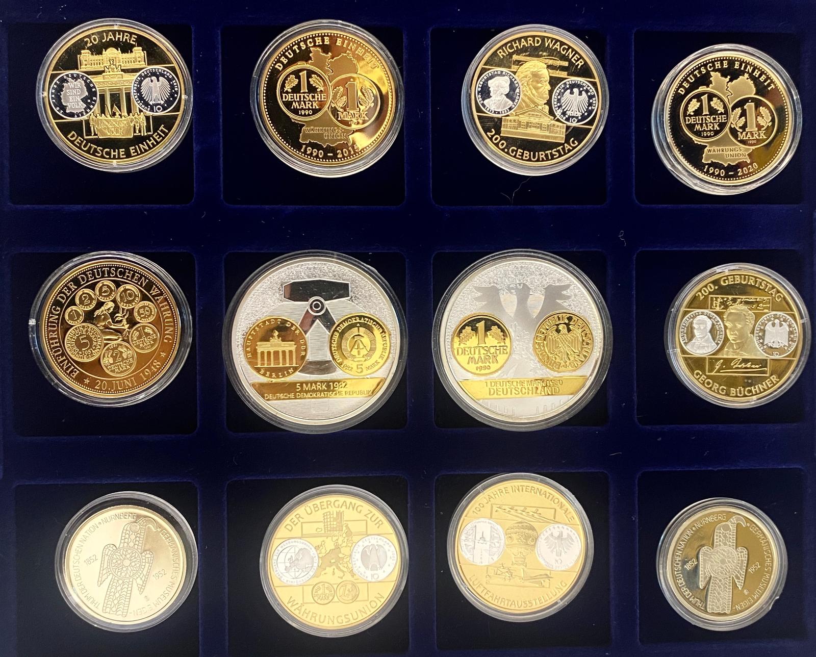 Lot (12 ks) postříbřených pamětních medailí Německo PP - Numismatika