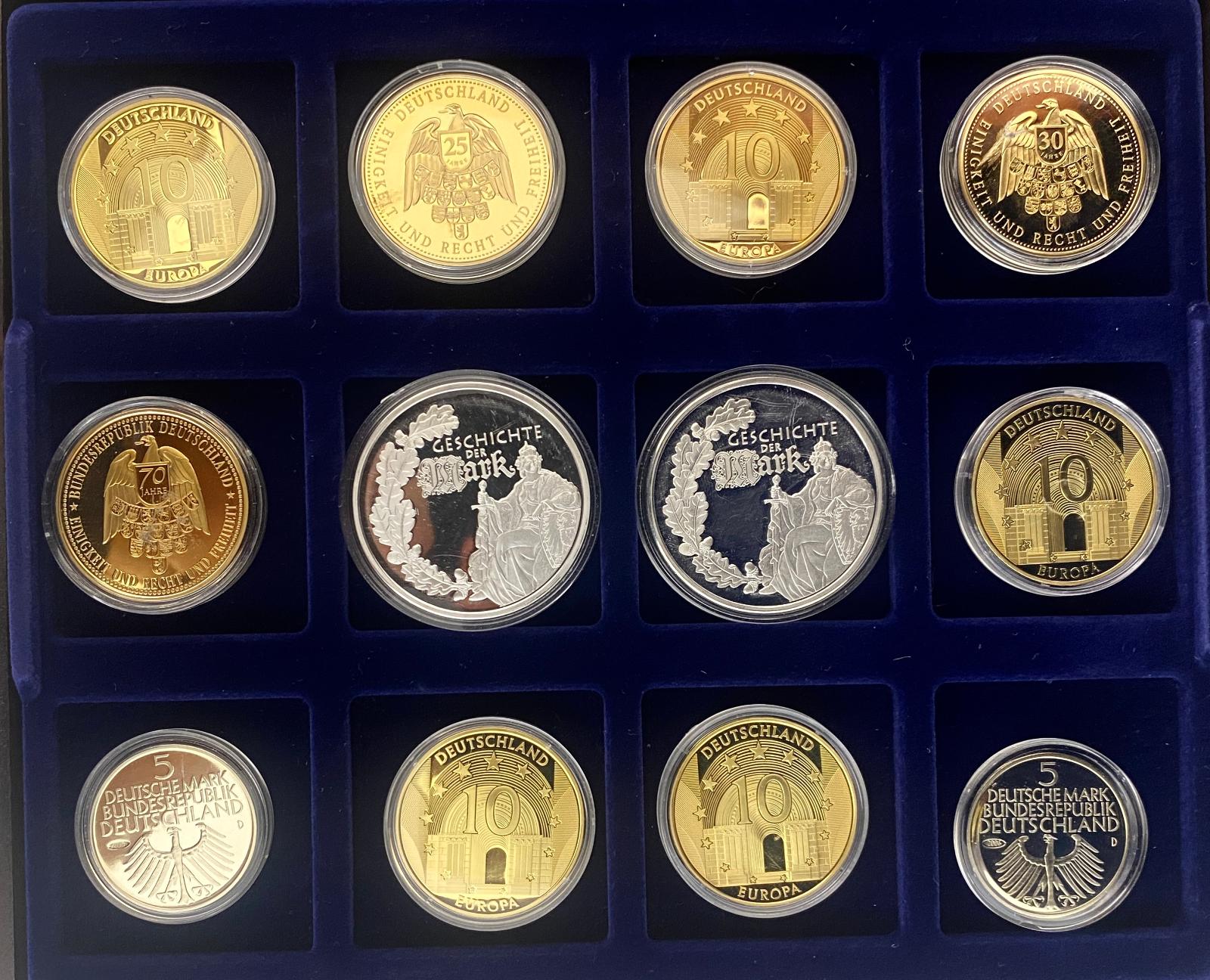 Lot (12 ks) postříbřených pamětních medailí Německo PP - Numismatika