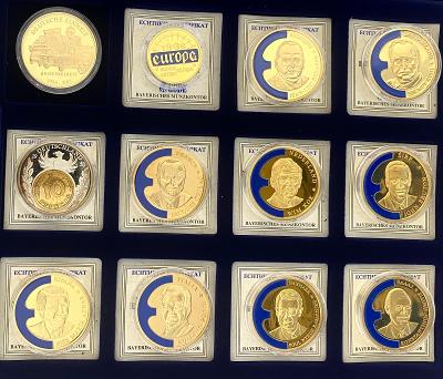 Lot (12 ks) pozlacených medailí evropských prezidentů, Německo PP