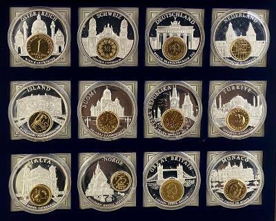 Lot (12 ks) postříbřených pamětních medailí měn, Německo