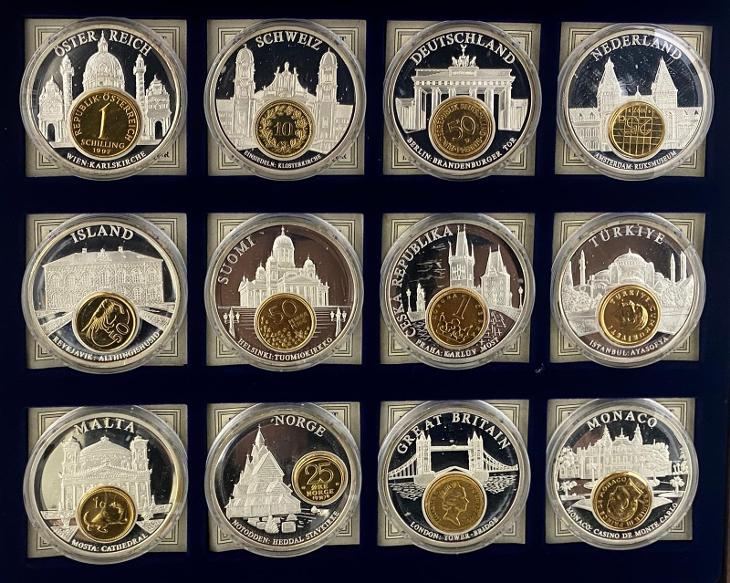 Lot (12 ks) postříbřených pamětních medailí měn, Německo - Numismatika